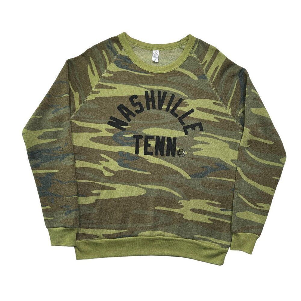 Project 615 Sweater Women's Size Medium Nashville Tennessee Camo Sweatshirt